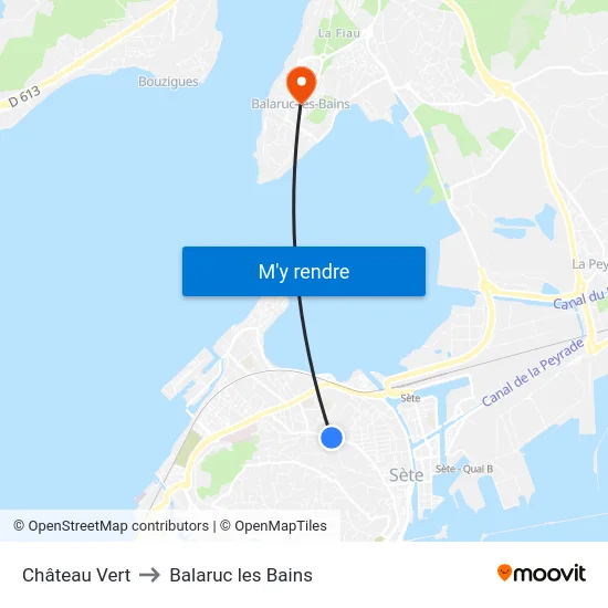 Château Vert to Balaruc les Bains map