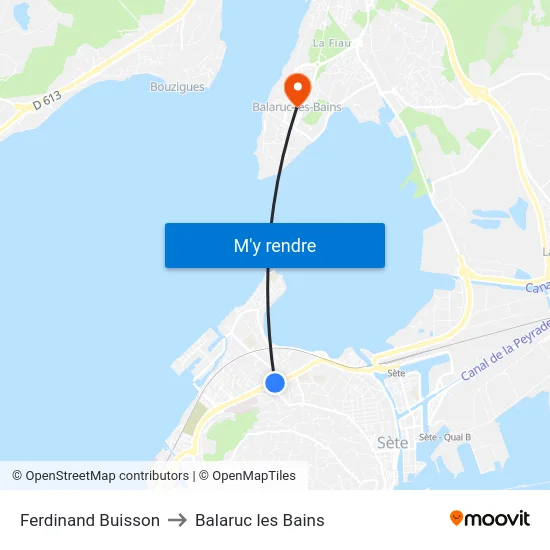 Ferdinand Buisson to Balaruc les Bains map