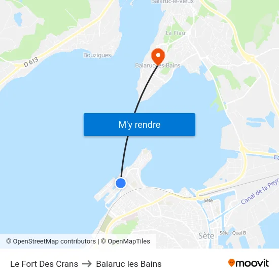 Le Fort Des Crans to Balaruc les Bains map