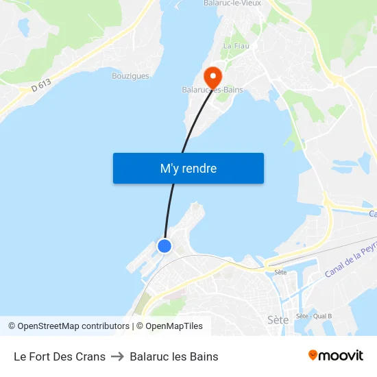 Le Fort Des Crans to Balaruc les Bains map