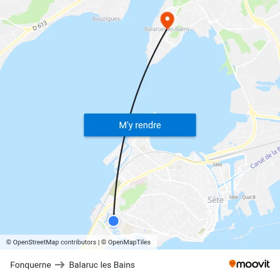 Fonquerne to Balaruc les Bains map