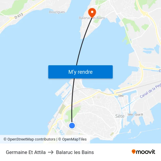 Germaine Et Attila to Balaruc les Bains map