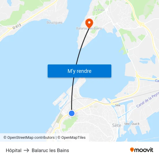 Hôpital to Balaruc les Bains map