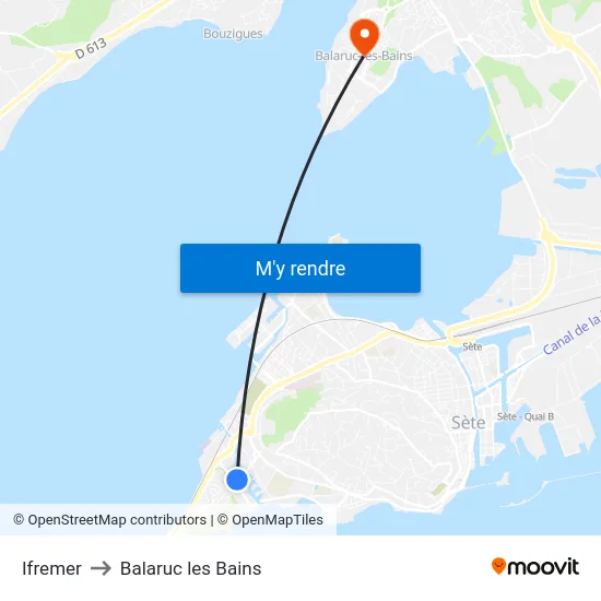 Ifremer to Balaruc les Bains map