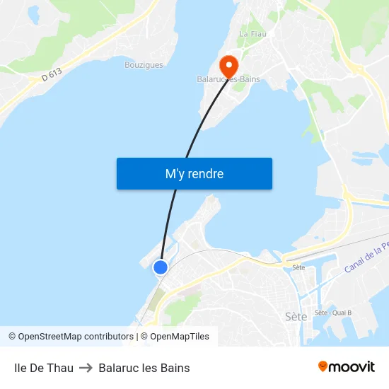 Ile De Thau to Balaruc les Bains map