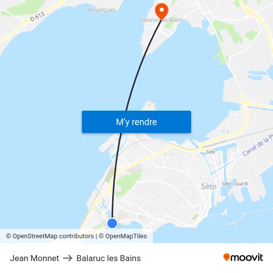 Jean Monnet to Balaruc les Bains map