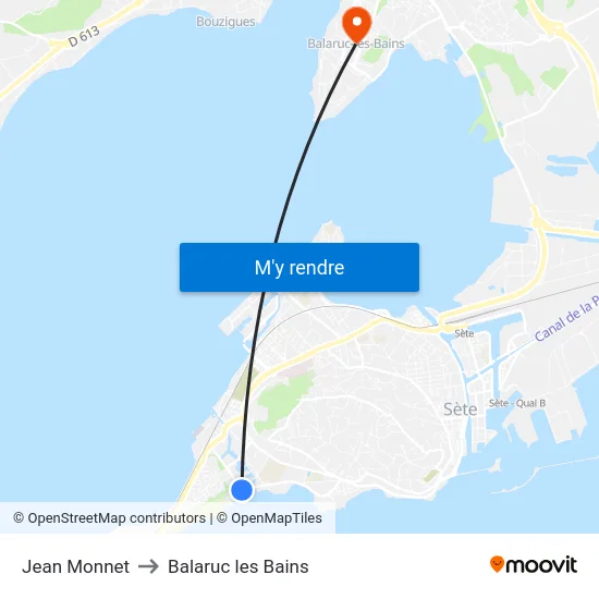Jean Monnet to Balaruc les Bains map