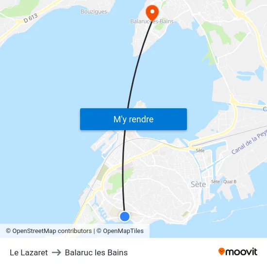 Le Lazaret to Balaruc les Bains map