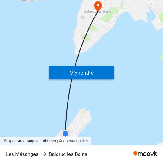 Les Mésanges to Balaruc les Bains map
