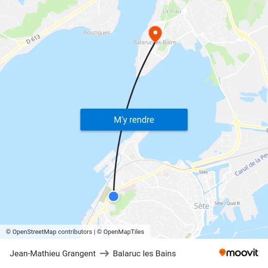 Jean-Mathieu Grangent to Balaruc les Bains map