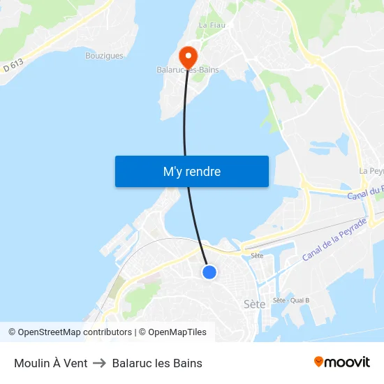 Moulin À Vent to Balaruc les Bains map