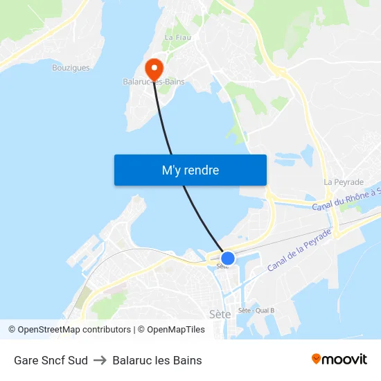 Gare Sncf Sud to Balaruc les Bains map