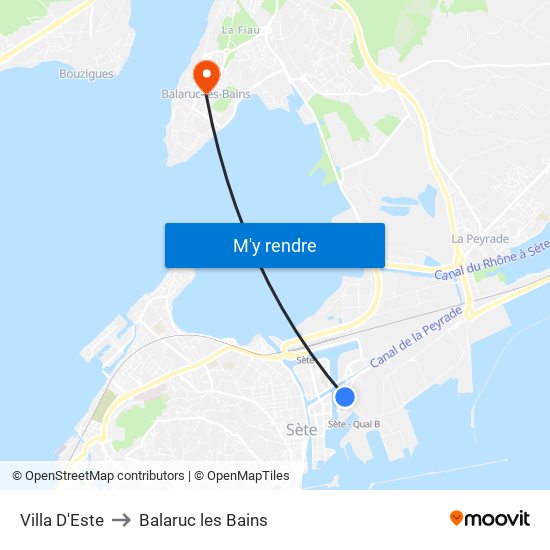 Villa D'Este to Balaruc les Bains map