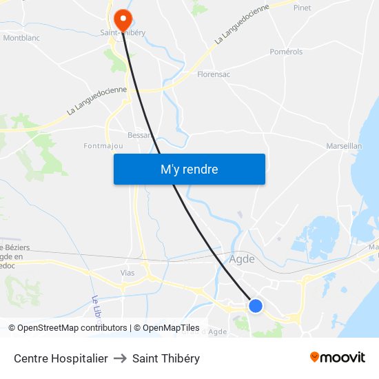 Centre Hospitalier to Saint Thibéry map