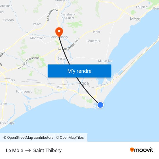 Le Môle to Saint Thibéry map