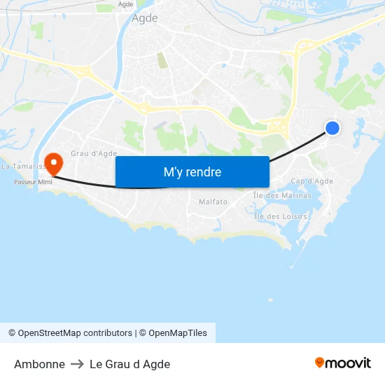 Ambonne to Le Grau d Agde map