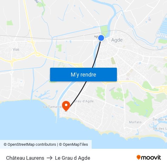Château Laurens to Le Grau d Agde map