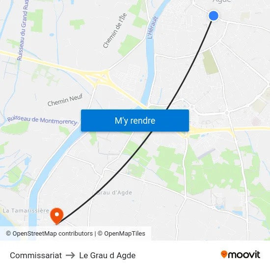 Commissariat to Le Grau d Agde map