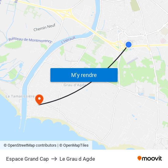 Espace Grand Cap to Le Grau d Agde map