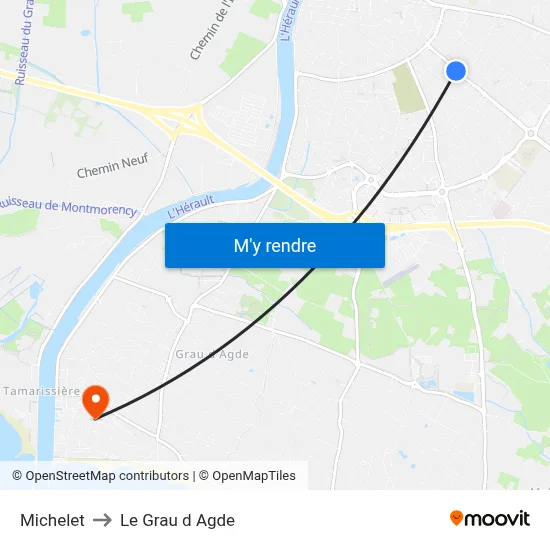 Michelet to Le Grau d Agde map