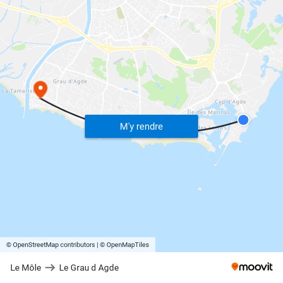 Le Môle to Le Grau d Agde map