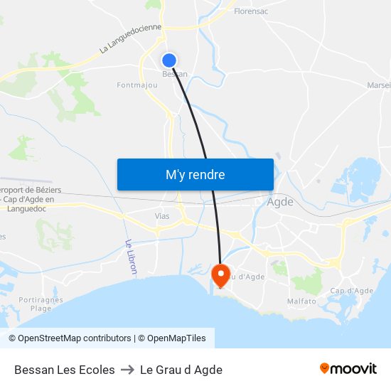 Bessan Les Ecoles to Le Grau d Agde map