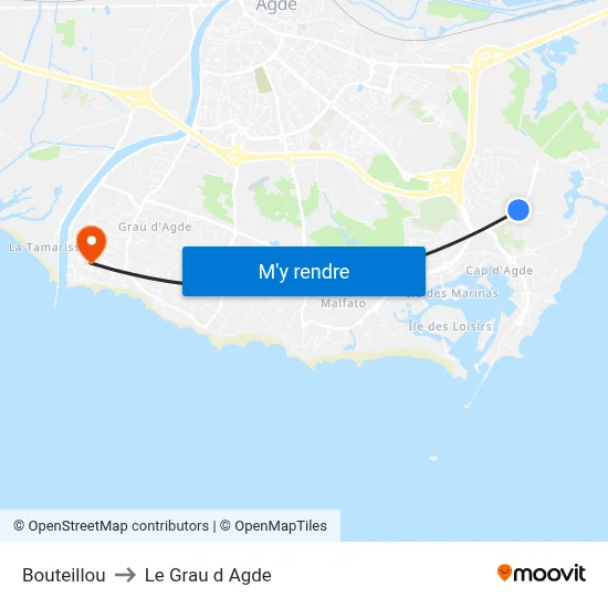 Bouteillou to Le Grau d Agde map