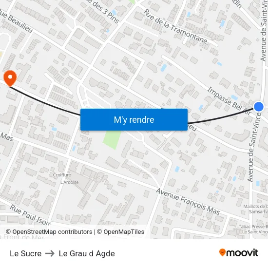 Le Sucre to Le Grau d Agde map