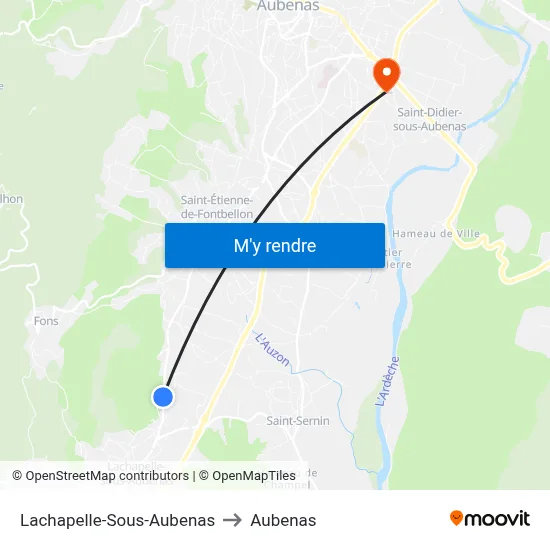 Lachapelle-Sous-Aubenas to Aubenas map
