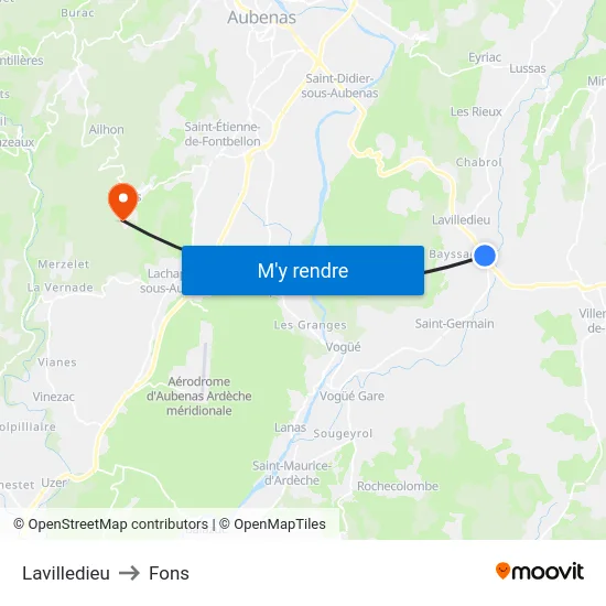 Lavilledieu to Fons map