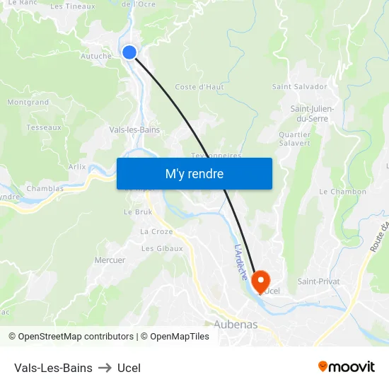 Vals-Les-Bains to Ucel map