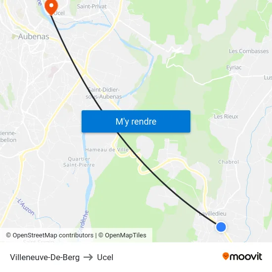 Villeneuve-De-Berg to Ucel map