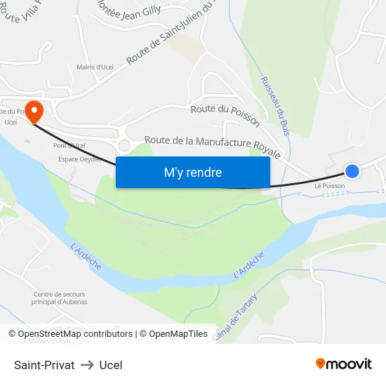 Saint-Privat to Ucel map
