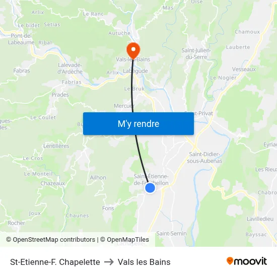 St-Etienne-F. Chapelette to Vals les Bains map