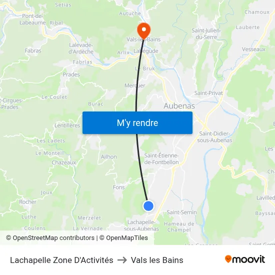 Lachapelle Zone D'Activités to Vals les Bains map
