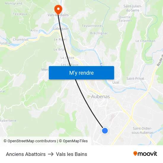 Anciens Abattoirs to Vals les Bains map
