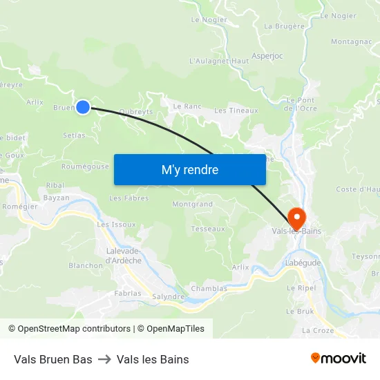 Vals Bruen Bas to Vals les Bains map