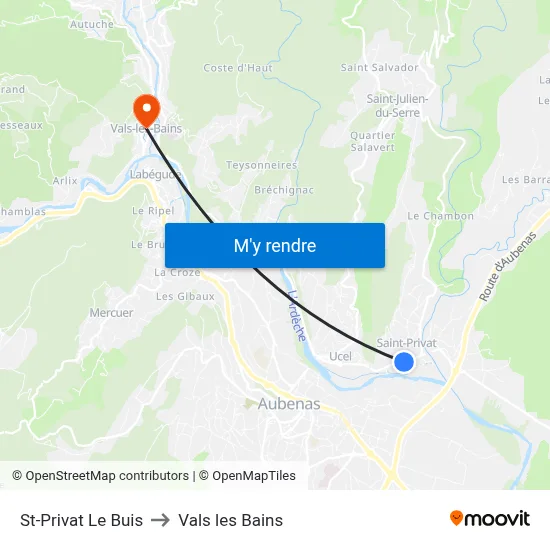 St-Privat Le Buis to Vals les Bains map