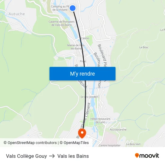 Vals Collège Gouy to Vals les Bains map
