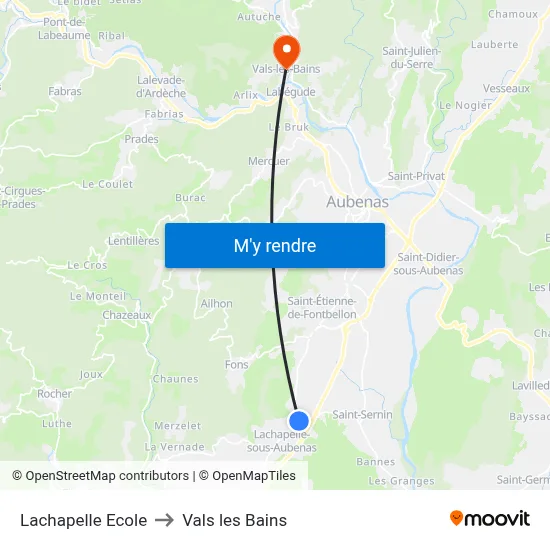Lachapelle Ecole to Vals les Bains map