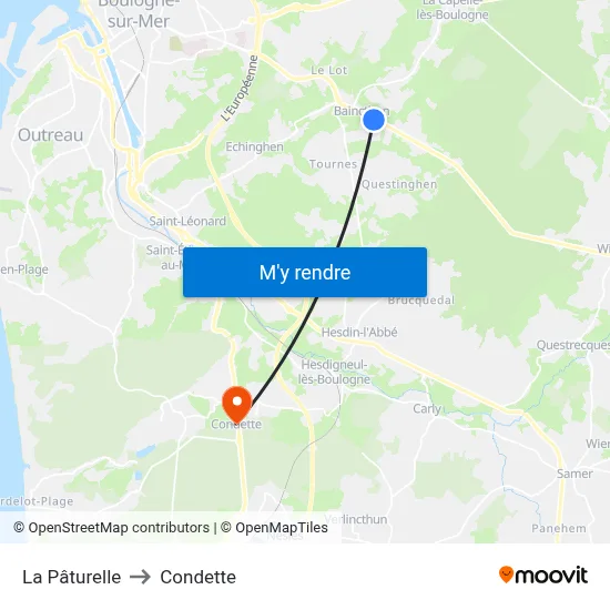 La Pâturelle to Condette map