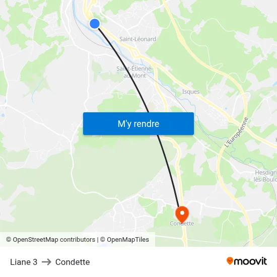 Liane 3 to Condette map