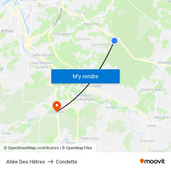 Allée Des Hêtres to Condette map