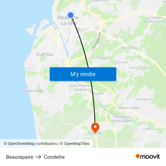 Beaurepaire to Condette map