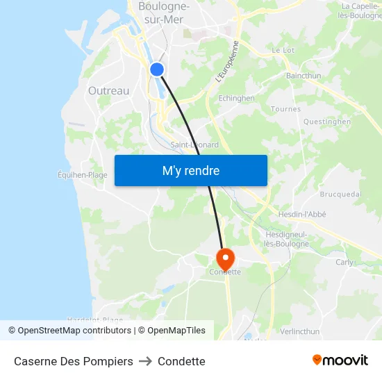 Caserne Des Pompiers to Condette map