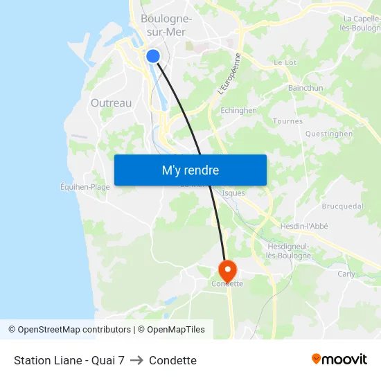 Station Liane - Quai 7 to Condette map