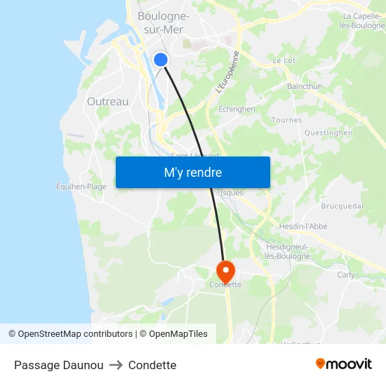 Passage Daunou to Condette map