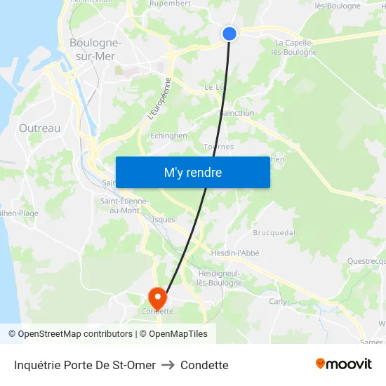 Inquétrie Porte De St-Omer to Condette map