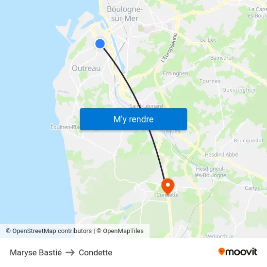 Maryse Bastié to Condette map