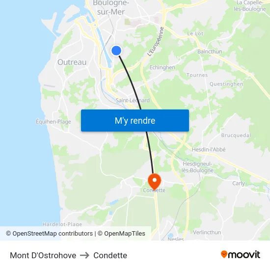 Mont D'Ostrohove to Condette map